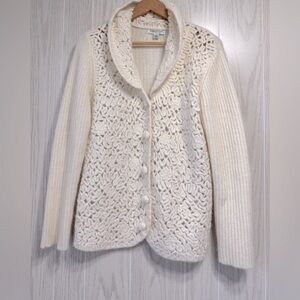 Coldwater Creek Sweater Wool Angora Rabbit Crochet Sz Medium EUC